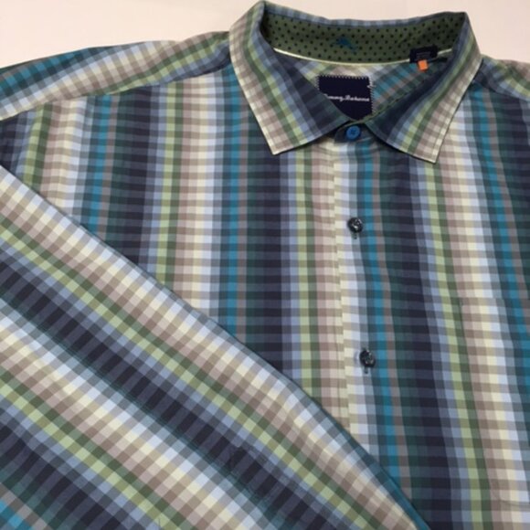 Tommy Bahama Men's 3XB Multicolor Stripe/Check Long Sleeve Shirt w/Contrast Cuff - Picture 1 of 7